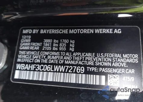 2020 BMW Z4 Sdrive30I z USA, uszkodzony, nr VIN WBAHF3C06LWW72769